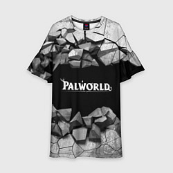 Платье клеш для девочки Palworld лого на камнях, цвет: 3D-принт