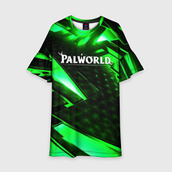 Платье клеш для девочки Palworld logo green neon, цвет: 3D-принт