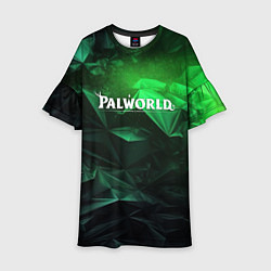 Платье клеш для девочки Palworld logo green abstract, цвет: 3D-принт