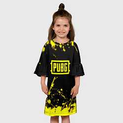 Платье клеш для девочки Пабг жёлтые краски геймер, цвет: 3D-принт — фото 2