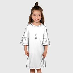 Платье клеш для девочки Иероглиф дзюдо на спине, цвет: 3D-принт — фото 2