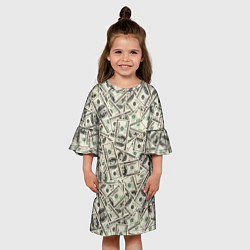 Платье клеш для девочки Деньги - 100 долларовые купюры, цвет: 3D-принт — фото 2