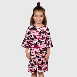 Платье клеш для девочки Камуфляжные розовые котики, цвет: 3D-принт — фото 2