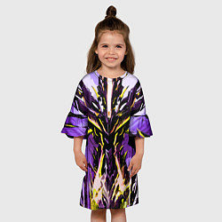 Платье клеш для девочки Чёрно-жёлтая агрессивная абстракция на фиолетовом, цвет: 3D-принт — фото 2