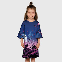 Платье клеш для девочки Абстрактные частицы в космосе, цвет: 3D-принт — фото 2
