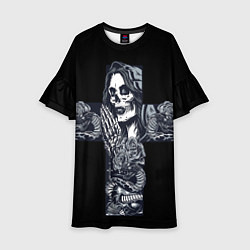 Платье клеш для девочки Santa muerte cross, цвет: 3D-принт