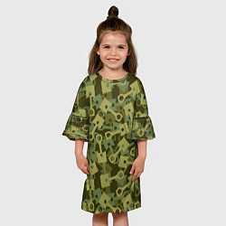 Платье клеш для девочки Поршни двигателя - камуфляж, цвет: 3D-принт — фото 2