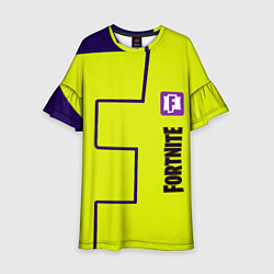 Платье клеш для девочки Fortnite logo yellow game, цвет: 3D-принт