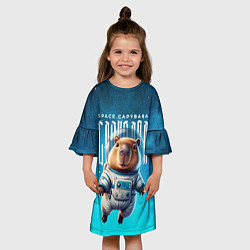 Платье клеш для девочки Space capybara, цвет: 3D-принт — фото 2