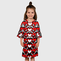 Платье клеш для девочки Белые сердца на абстрактном фоне, цвет: 3D-принт — фото 2