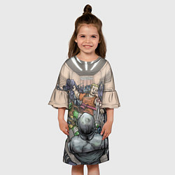 Платье клеш для девочки Большая драка с ниндзя, цвет: 3D-принт — фото 2