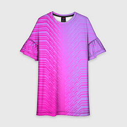 Платье клеш для девочки Розовые градиентные линии, цвет: 3D-принт
