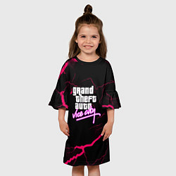 Платье клеш для девочки GTA storm vice city, цвет: 3D-принт — фото 2