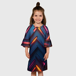 Платье клеш для девочки Неоновый узор стальные раскалённые пластины, цвет: 3D-принт — фото 2