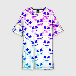 Платье клеш для девочки Marshmello pattern neon, цвет: 3D-принт
