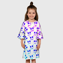 Платье клеш для девочки Marshmello pattern neon, цвет: 3D-принт — фото 2
