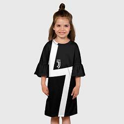 Платье клеш для девочки Ювентус спорт геометрия, цвет: 3D-принт — фото 2