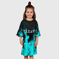 Платье клеш для девочки Ведьмак лого в огне, цвет: 3D-принт — фото 2