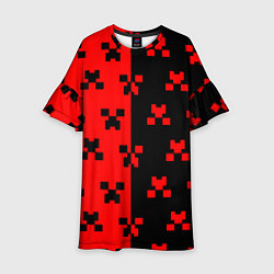 Платье клеш для девочки Minecraft creeper logo, цвет: 3D-принт