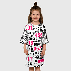 Платье клеш для девочки Игра в кальмара паттерн чисел, цвет: 3D-принт — фото 2