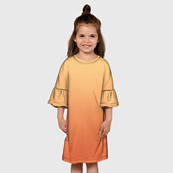 Платье клеш для девочки Градиент солнечный жёлто-оранжевый приглушённый, цвет: 3D-принт — фото 2