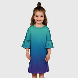 Платье клеш для девочки Градиент зелёно-фиолетовый, цвет: 3D-принт — фото 2
