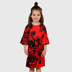 Платье клеш для девочки Билли Айдол rock rose band, цвет: 3D-принт — фото 2