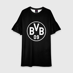 Платье клеш для девочки Borussia sport fc белое лого, цвет: 3D-принт