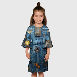 Платье клеш для девочки Джинсы лётчика-авиатора, цвет: 3D-принт — фото 2