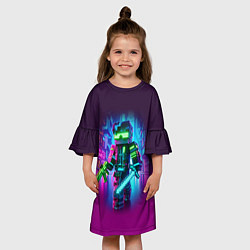 Платье клеш для девочки Cyberpunk and Minecraft - collaboration ai art, цвет: 3D-принт — фото 2