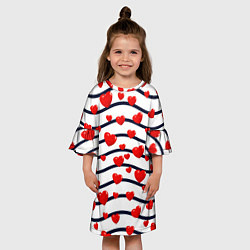 Платье клеш для девочки Сердца на линиях, цвет: 3D-принт — фото 2
