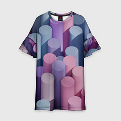 Платье клеш для девочки Цветные цилиндры, цвет: 3D-принт