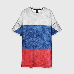 Платье клеш для девочки Флаг России разноцветный, цвет: 3D-принт