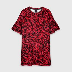 Платье клеш для девочки Тёмно-красный паттерн пятнистый, цвет: 3D-принт