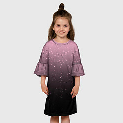 Платье клеш для девочки Градиент тёмный розовый брызги, цвет: 3D-принт — фото 2