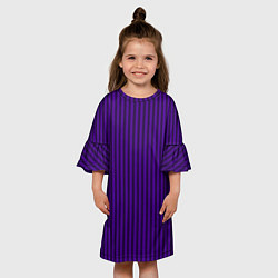Платье клеш для девочки Яркий фиолетовый в полоску, цвет: 3D-принт — фото 2