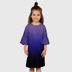 Платье клеш для девочки Розово-сине-чёрный градиент абстрактный, цвет: 3D-принт — фото 2