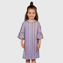Платье клеш для девочки Искажённые цветные полосы, цвет: 3D-принт — фото 2