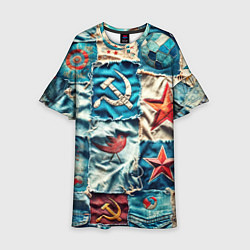 Платье клеш для девочки Пэчворк джинсы из СССР, цвет: 3D-принт