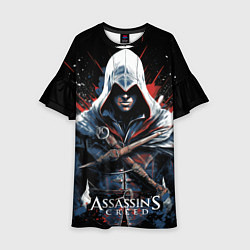 Платье клеш для девочки Assassins creed мазки красок, цвет: 3D-принт