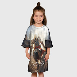 Платье клеш для девочки Assassins creed старинный город, цвет: 3D-принт — фото 2