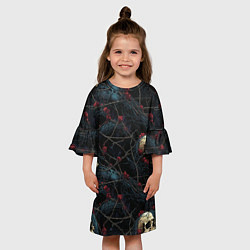 Платье клеш для девочки Черепа в кустах с шипами, цвет: 3D-принт — фото 2