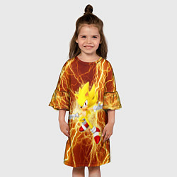 Платье клеш для девочки Sonic x yellow, цвет: 3D-принт — фото 2
