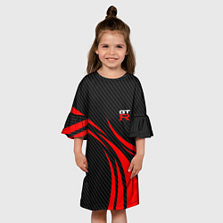 Платье клеш для девочки GTR Nissan - Carbon and red, цвет: 3D-принт — фото 2