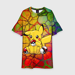 Платье клеш для девочки Pikachu pokeballs, цвет: 3D-принт