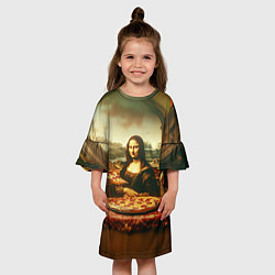 Платье клеш для девочки Мона Лиза и большая пицца сюрреализм, цвет: 3D-принт — фото 2