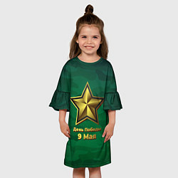 Платье клеш для девочки 9 мая звезда День Победы, цвет: 3D-принт — фото 2