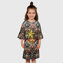 Платье клеш для девочки День победы золотая звезда СССР, цвет: 3D-принт — фото 2