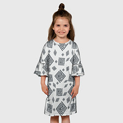 Платье клеш для девочки Ромб лабиринт паттерн, цвет: 3D-принт — фото 2