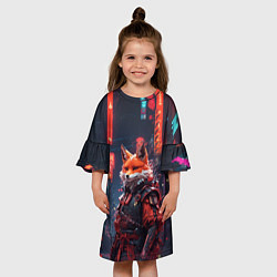 Платье клеш для девочки Лис-самурай, цвет: 3D-принт — фото 2